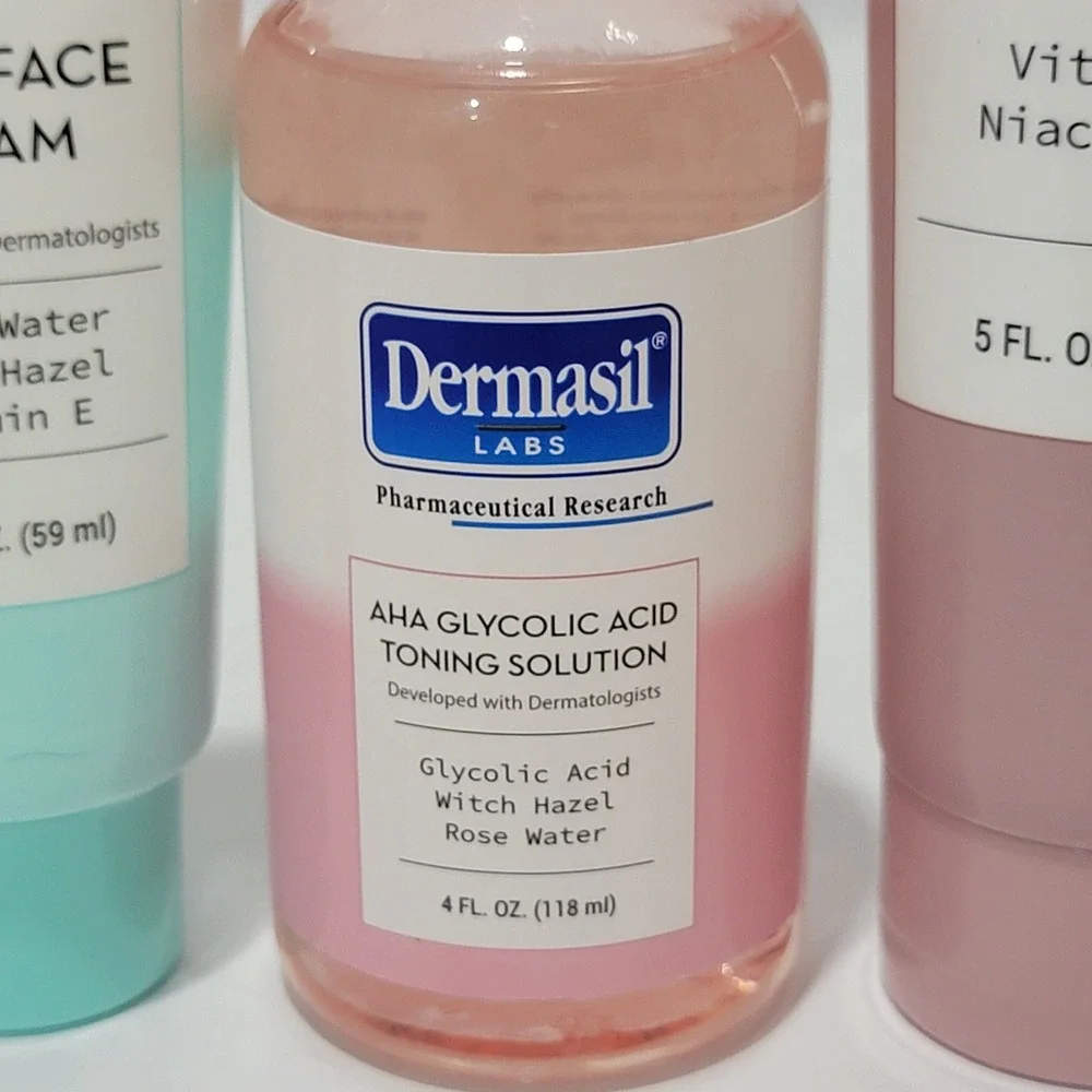 Dermasil Labs 8pc Facial Skincare Cleanser Toner Serum Cream AHA Vitamin C